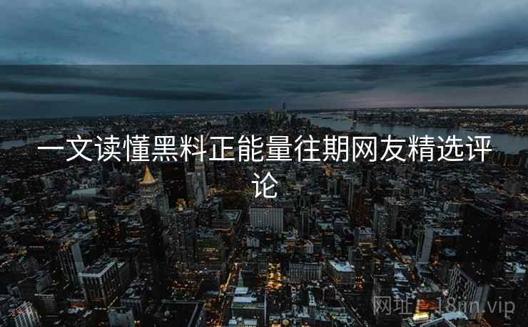 一文读懂黑料正能量往期网友精选评论