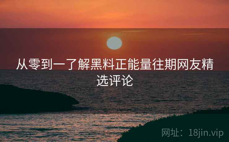 从零到一了解黑料正能量往期网友精选评论